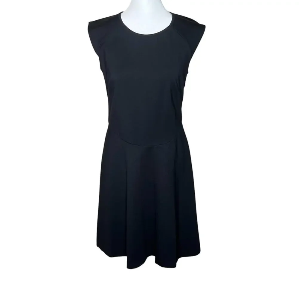 ABS Platinum Fairy Goth Black Dress 8 Scalloped Lace Open Back Fit Flare Mini